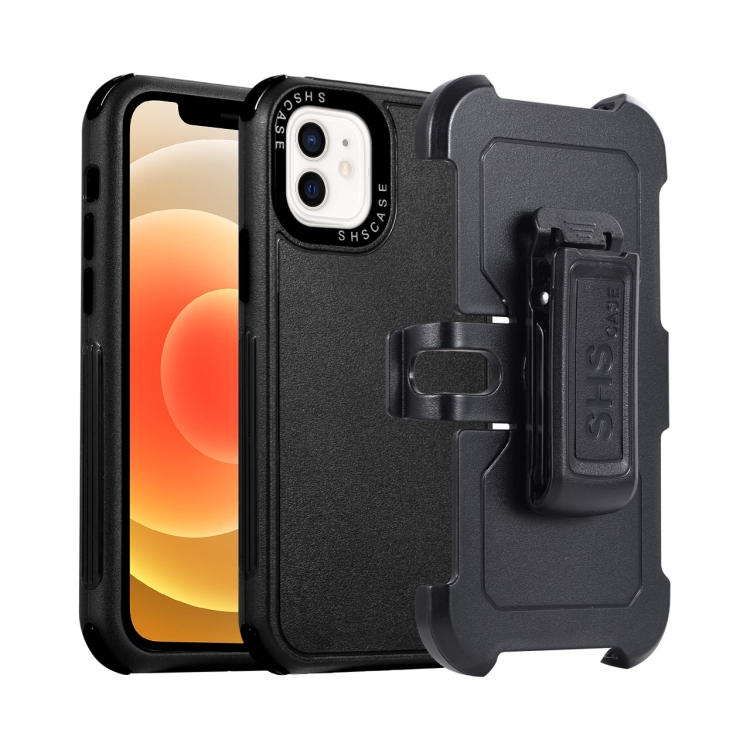 

For iPhone 12 3 in 1 PC + TPU Sliding Sleeve Phone Case(Black)