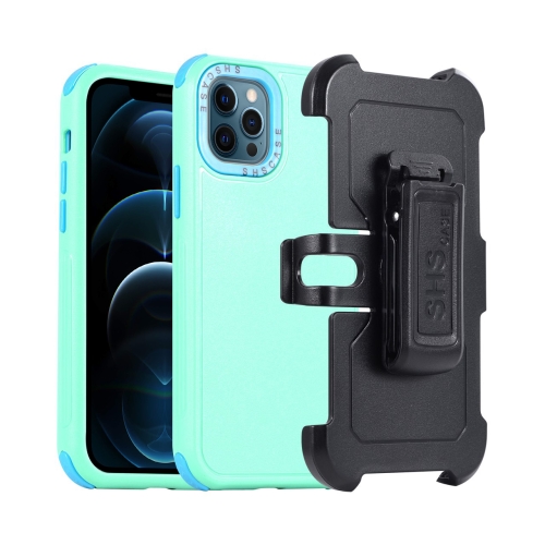 

For iPhone 12 Pro Max 3 in 1 PC + TPU Sliding Sleeve Phone Case(Grass Green+Sky Blue)