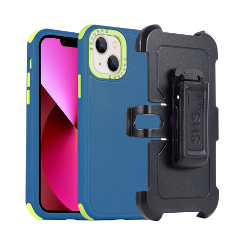 

For iPhone 13 3 in 1 PC + TPU Sliding Sleeve Phone Case(Blue+Green)