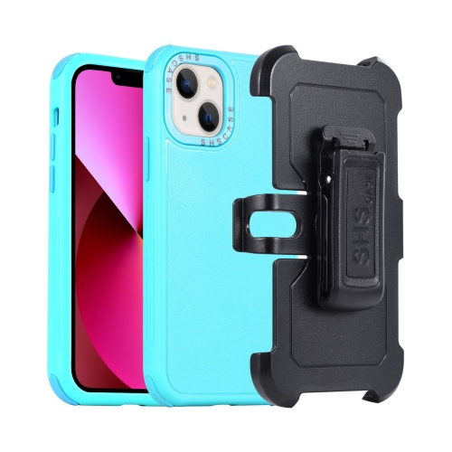 

For iPhone 13 3 in 1 PC + TPU Sliding Sleeve Phone Case(Blue+Sky Blue)