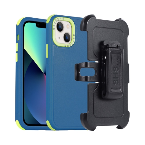 

For iPhone 13 mini 3 in 1 PC + TPU Sliding Sleeve Phone Case(Blue+Green)