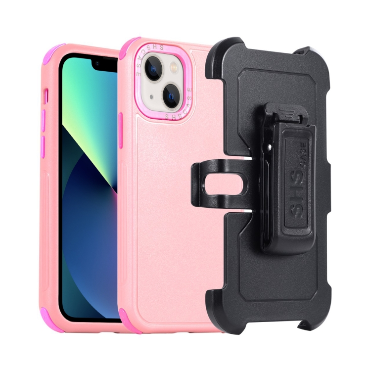 

For iPhone 13 mini 3 in 1 PC + TPU Sliding Sleeve Phone Case(Pink+Rose Red)