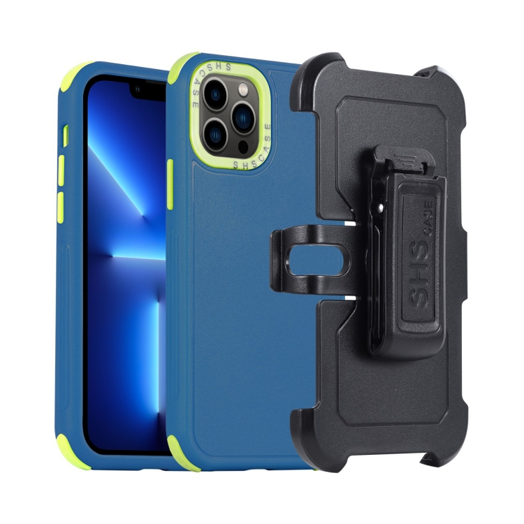 

For iPhone 13 Pro 3 in 1 PC + TPU Sliding Sleeve Phone Case(Blue+Green)