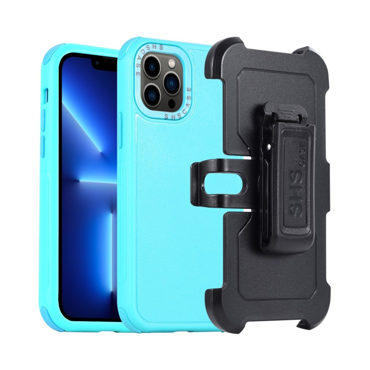 

For iPhone 13 Pro 3 in 1 PC + TPU Sliding Sleeve Phone Case(Blue+Sky Blue)