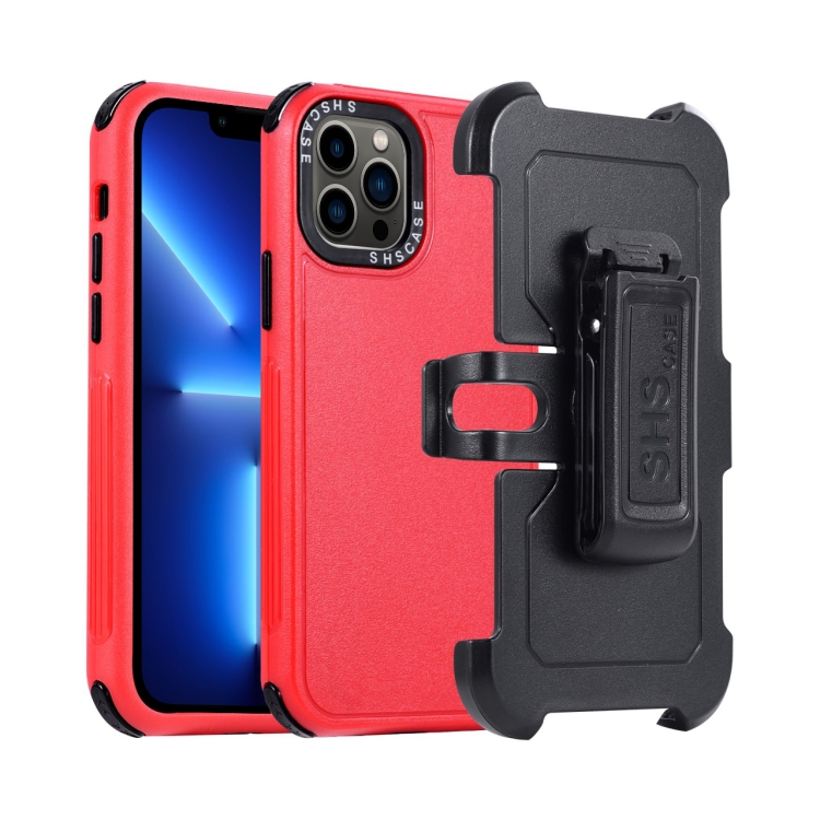 

For iPhone 13 Pro 3 in 1 PC + TPU Sliding Sleeve Phone Case(Red+Black)
