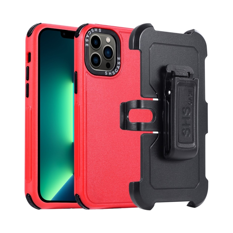 

For iPhone 13 Pro Max 3 in 1 PC + TPU Sliding Sleeve Phone Case(Red+Black)