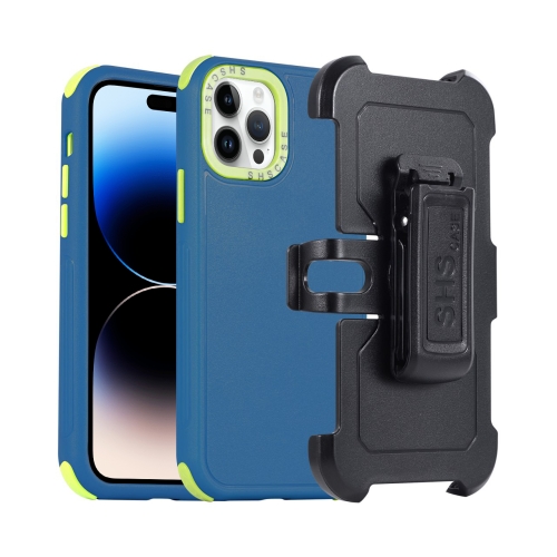 

For iPhone 14 Pro 3 in 1 PC + TPU Sliding Sleeve Phone Case(Blue+Green)