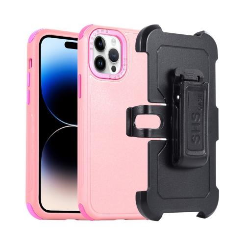 

For iPhone 14 Pro 3 in 1 PC + TPU Sliding Sleeve Phone Case(Pink+Rose Red)