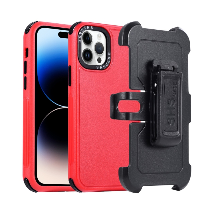 

For iPhone 14 Pro Max 3 in 1 PC + TPU Sliding Sleeve Phone Case(Red+Black)