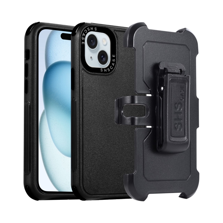 

For iPhone 15 3 in 1 PC + TPU Sliding Sleeve Phone Case(Black)