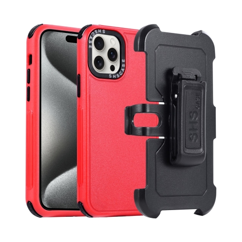 

For iPhone 15 Pro 3 in 1 PC + TPU Sliding Sleeve Phone Case(Red+Black)