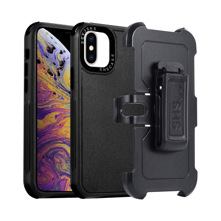 

For iPhone XS Max 3 in 1 PC + TPU Sliding Sleeve Phone Case(Black)