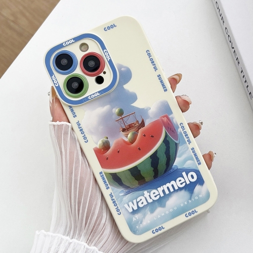 

For iPhone 15 Pro Max Liquid Angel Eyes Dopamine TPU Phone Case(Watermelon Boat)