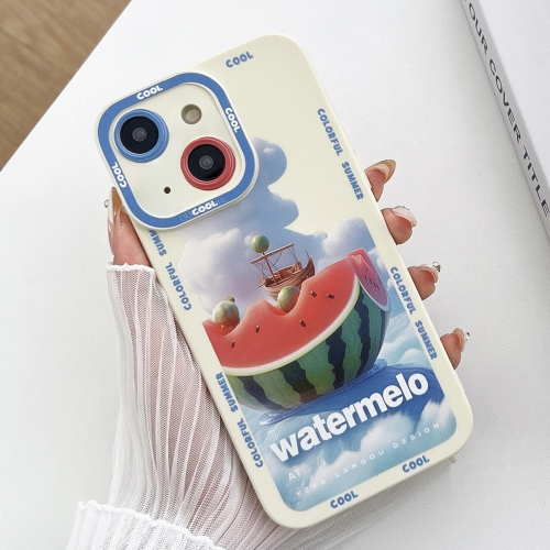 

For iPhone 15 Plus Liquid Angel Eyes Dopamine TPU Phone Case(Watermelon Boat)