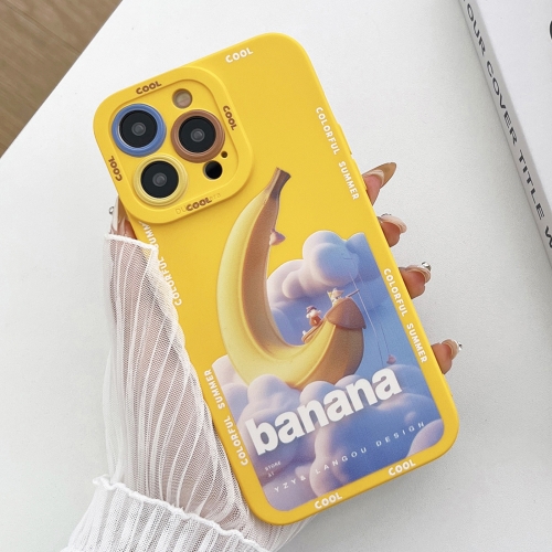 

For iPhone 13 Pro Liquid Angel Eyes Dopamine TPU Phone Case(Banana Boat)