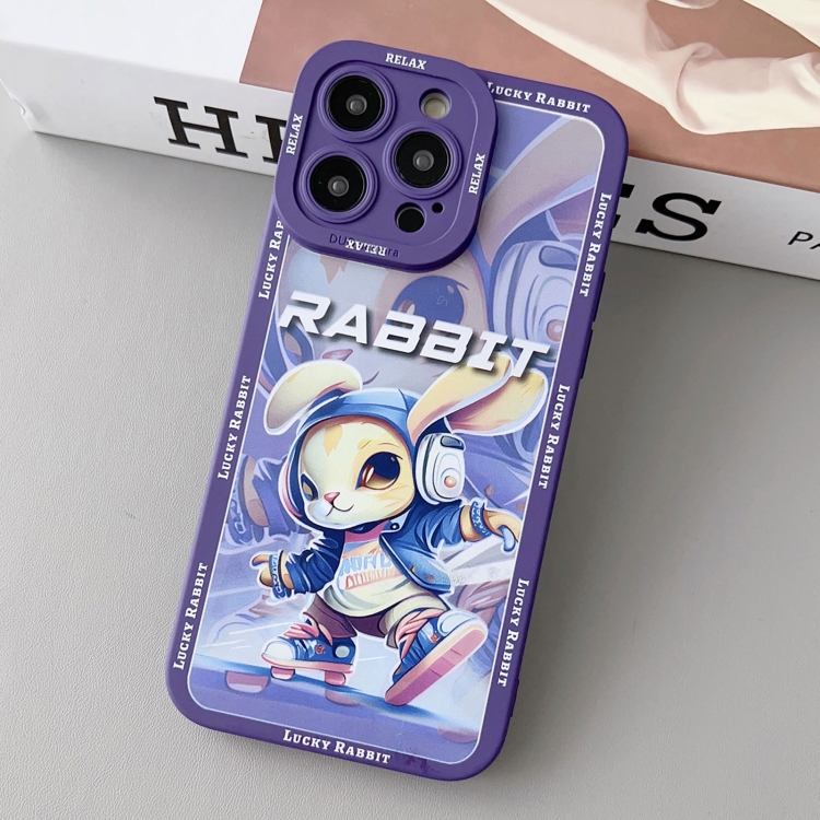 

For iPhone 13 Pro Max Liquid Angel Eyes Hip Hop Rabbit TPU Phone Case(Purple Petal)