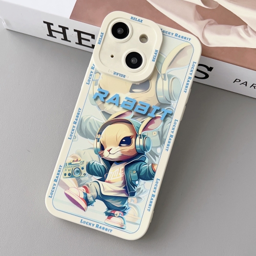 

For iPhone 13 Liquid Angel Eyes Hip Hop Rabbit TPU Phone Case(Beige)