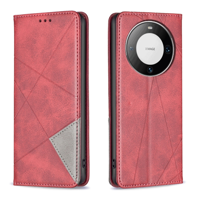 

For Huawei Mate 60 Pro/Mate 60 Pro+ Rhombus Texture Magnetic Leather Phone Case(Red)