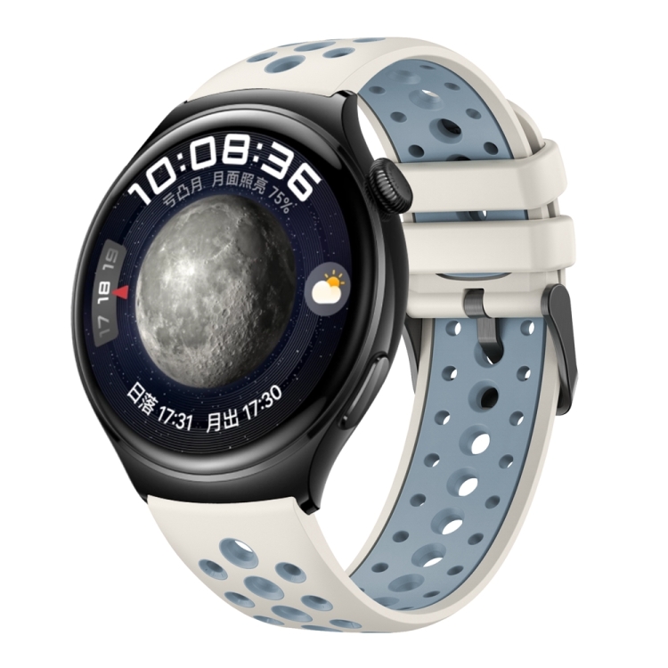 

For Huawei Watch 4 Two Color Round Hole Silicone Watch Band(Mineral Water Ash)