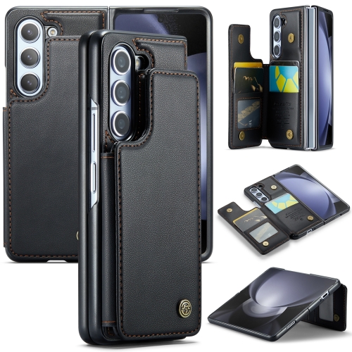 For Samsung Galaxy Z Fold5 CaseMe C22 PC+TPU Business Style RFID Anti-theft Leather Phone Case(Black) for samsung galaxy a15 khazneh custer genuine leather rfid phone case black