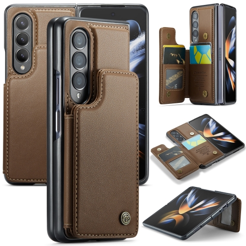 For Samsung Galaxy Z Fold4 5G CaseMe C22 PC+TPU Business Style RFID Anti-theft Leather Phone Case(Brown) yiqixin flip car remote shell for audi a2 a3 a4 a6 a8 tt b5 rs4 quattr 2 3 4 buttons smart fob case battery holder cr1620 cr2032