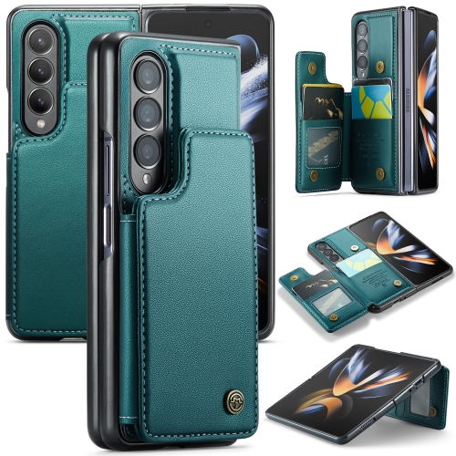 

For Samsung Galaxy Z Fold4 5G CaseMe C22 PC+TPU Business Style RFID Anti-theft Leather Phone Case(Blue Green)