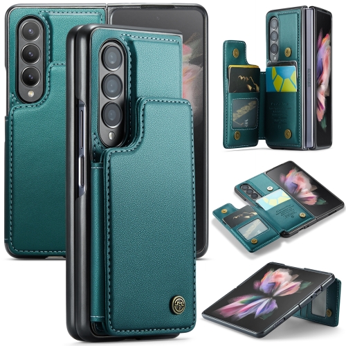 

For Samsung Galaxy Z Fold3 5G CaseMe C22 PC+TPU Business Style RFID Anti-theft Leather Phone Case(Blue Green)