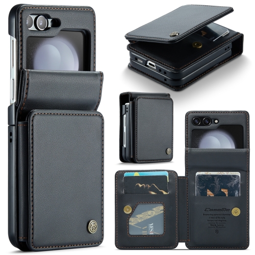 

For Samsung Galaxy Z Flip5 CaseMe C22 PC+TPU Business Style RFID Anti-theft Leather Phone Case(Black)
