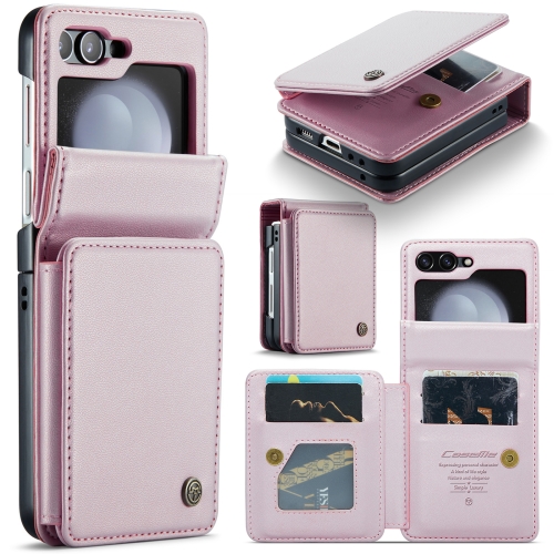 

For Samsung Galaxy Z Flip5 CaseMe C22 PC+TPU Business Style RFID Anti-theft Leather Phone Case(Pink)