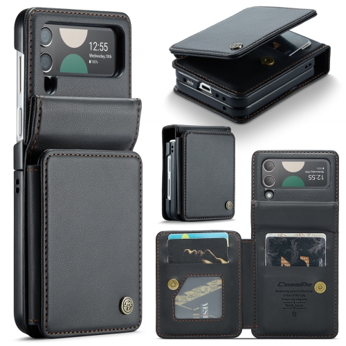 

For Samsung Galaxy Z Flip3 5G CaseMe C22 PC+TPU Business Style RFID Anti-theft Leather Phone Case(Black)