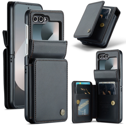 

For Samsung Galaxy Z Flip6 5G CaseMe C22 PC+TPU Business Style RFID Anti-theft Leather Phone Case(Black)