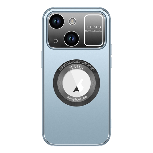 

For iPhone 15 Plus Large Window MagSafe Skin Feel PC Phone Case(Blue)