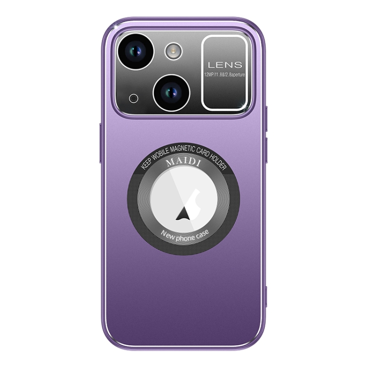 

For iPhone 13 Large Window MagSafe Skin Feel PC Phone Case(Purple)