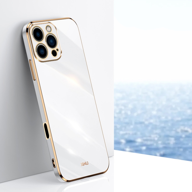 

For iPhone 16 Pro XINLI Straight Edge 6D Electroplate TPU Phone Case(White)