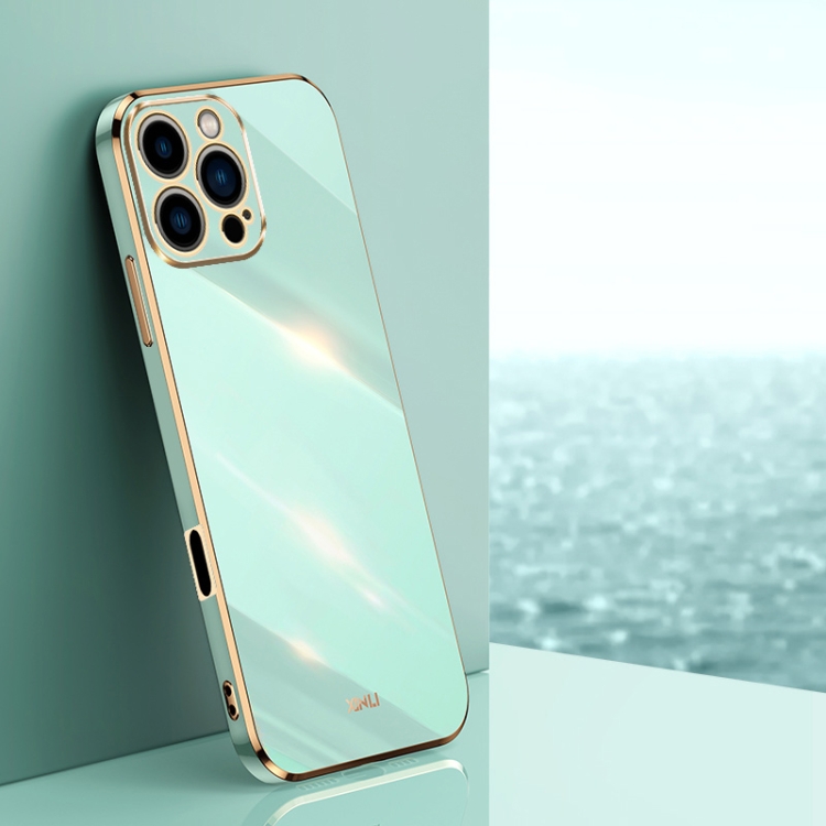 

For iPhone 16 Pro XINLI Straight Edge 6D Electroplate TPU Phone Case(Mint Green)