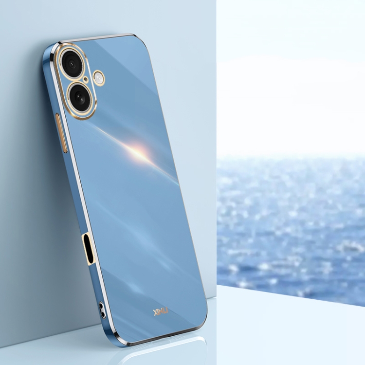 

For iPhone 16 XINLI Straight Edge 6D Electroplate TPU Phone Case(Celestial Blue)