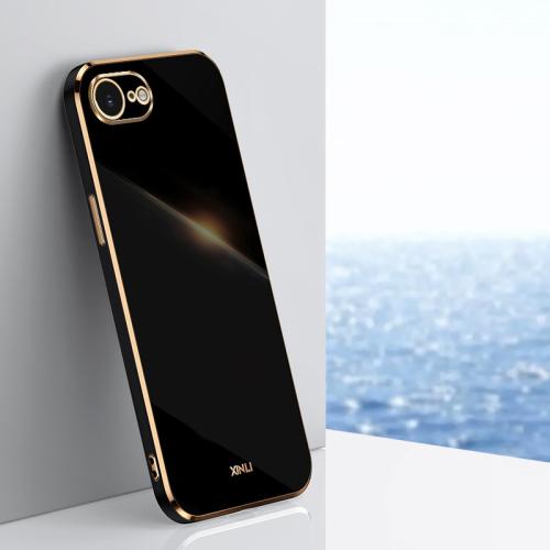 

For iPhone 16e XINLI Straight Edge 6D Electroplate TPU Phone Case(Black)