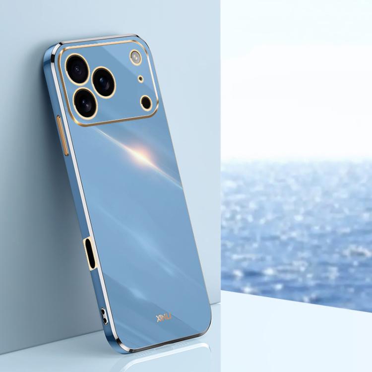 

For iPhone 17 Pro XINLI Straight Edge 6D Electroplate TPU Phone Case(Celestial Blue)
