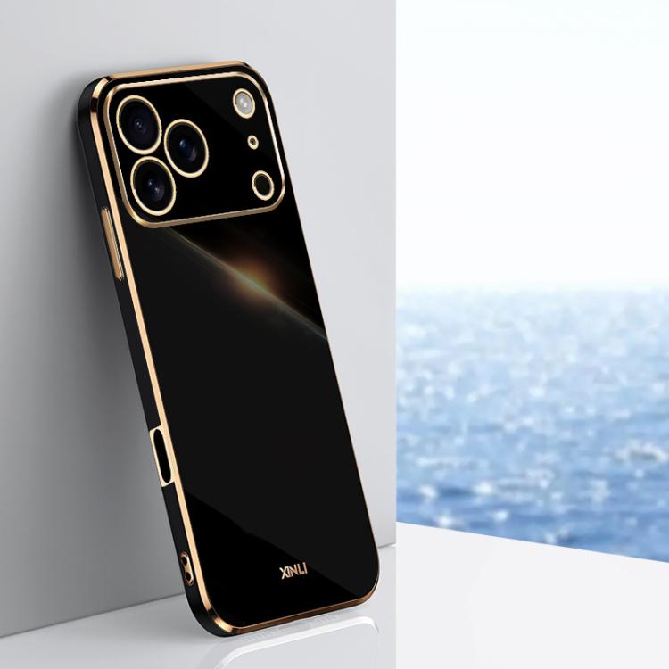 

For iPhone 17 Pro Max XINLI Straight Edge 6D Electroplate TPU Phone Case(Black)