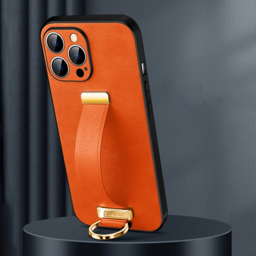 

For iPhone 15 Pro SULADA Tide Cool Series PC + Leather Texture Skin Feel Phone Case(Orange)