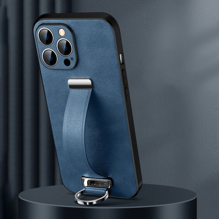 

For iPhone 15 Pro Max SULADA Tide Cool Series PC + Leather Texture Skin Feel Phone Case(Blue)