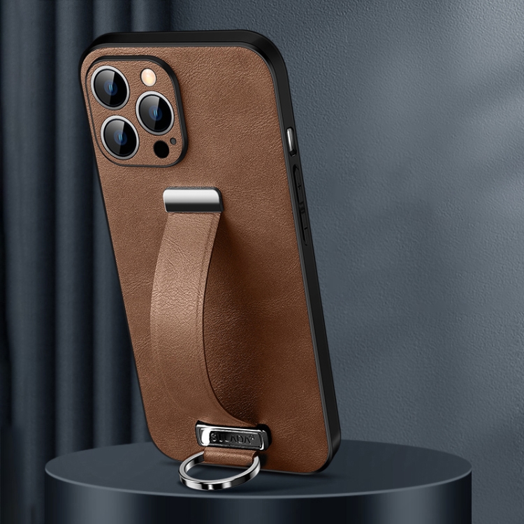 

For iPhone 15 Pro Max SULADA Tide Cool Series PC + Leather Texture Skin Feel Phone Case(Brown)