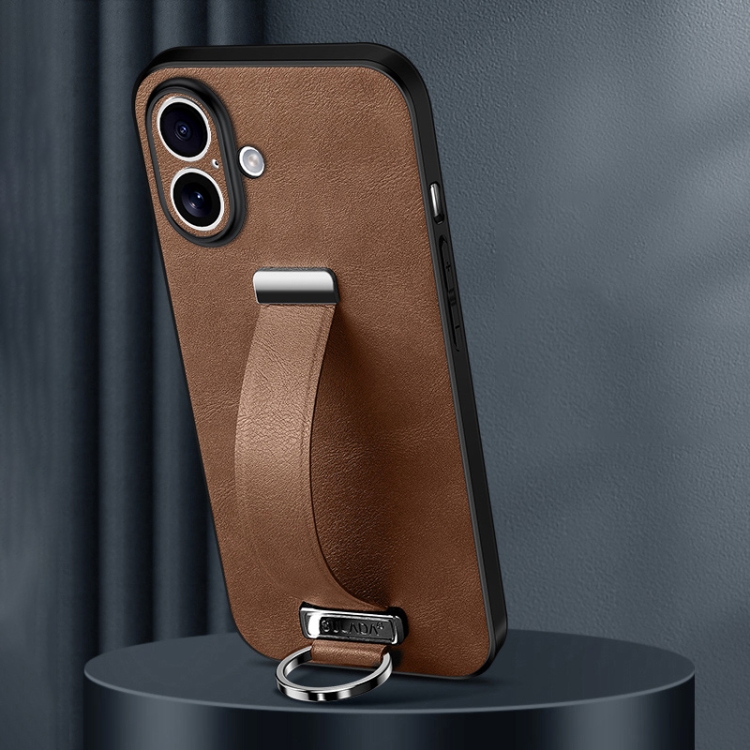 

For iPhone 16 Plus SULADA Tide Cool Series PC + Leather Texture Skin Feel Phone Case(Brown)