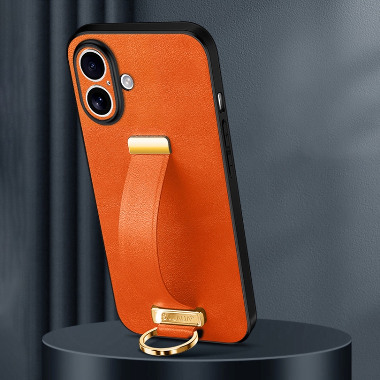 

For iPhone 16 SULADA Tide Cool Series PC + Leather Texture Skin Feel Phone Case(Orange)