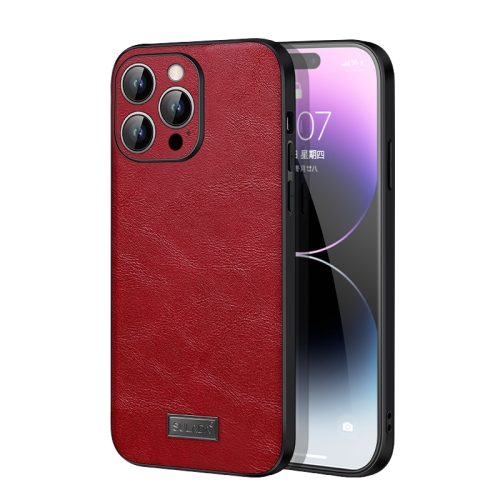 

For iPhone 15 Pro SULADA Shockproof TPU + Handmade Leather Phone Case(Red)