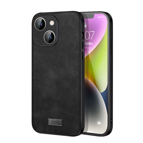 

For iPhone 15 Plus SULADA Shockproof TPU + Handmade Leather Phone Case(Black)