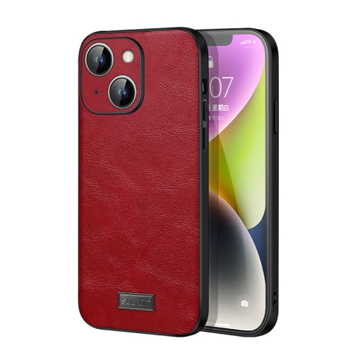 

For iPhone 15 Plus SULADA Shockproof TPU + Handmade Leather Phone Case(Red)
