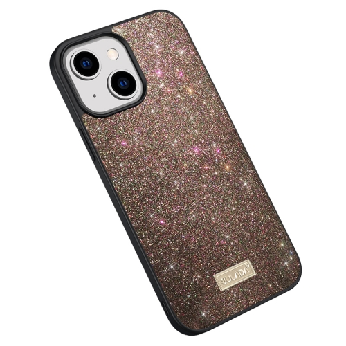 

For iPhone 15 Plus SULADA Glittery PC + TPU + Handmade Leather Phone Case(Colorful)