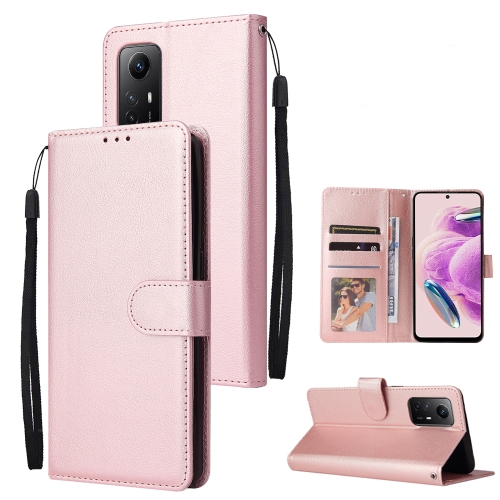 

For Xiaomi Redmi Note 12S 3-Card Slots Multifunctional Leather Phone Case(Rose Gold)