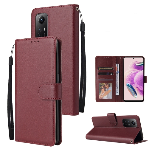 

For Xiaomi Redmi Note 12S 3-Card Slots Multifunctional Leather Phone Case(Wine Red)